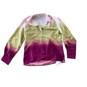 Ombre Shirt Womens For The I-N-S-E Long Sleeve Button Down‎ Casual Top